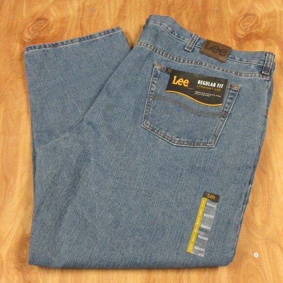 LEE Big & Tall Regular Fit Straight Leg Denim Jeans Mens Size 52x30 Cotton NWT - Picture 1 of 11